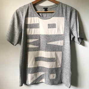 J. Crew Gray and White Short Sleeve Tee